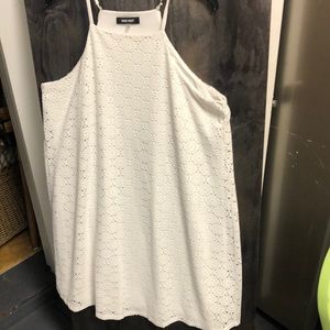 White dress with crocheted layer